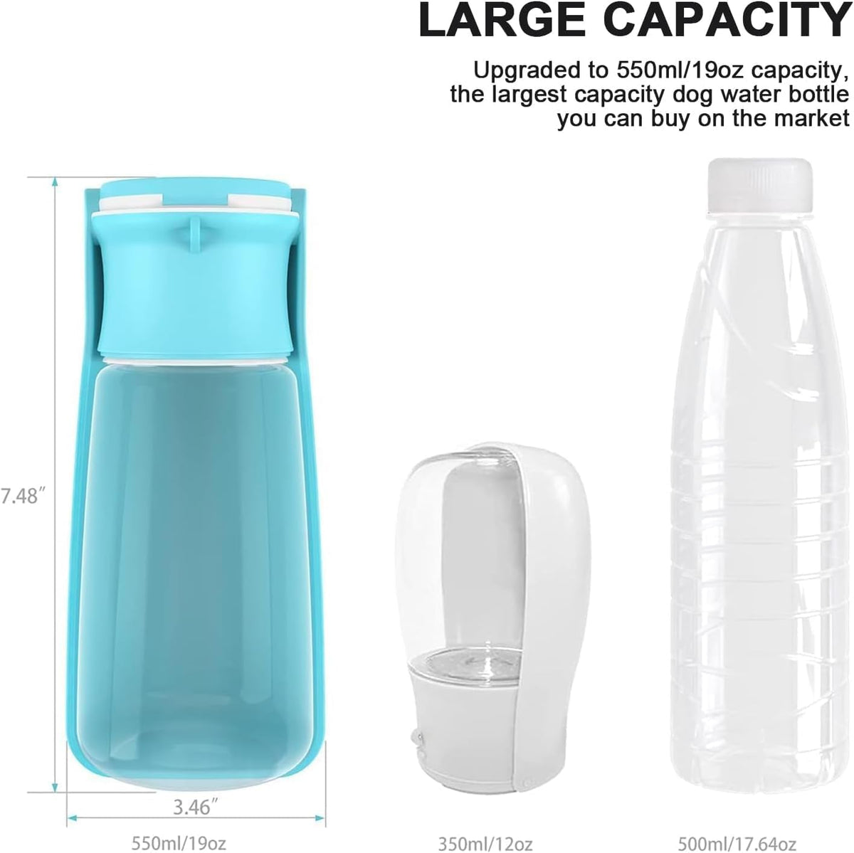 Soicta dog water bottle close-up of the one-touch release button and lock key