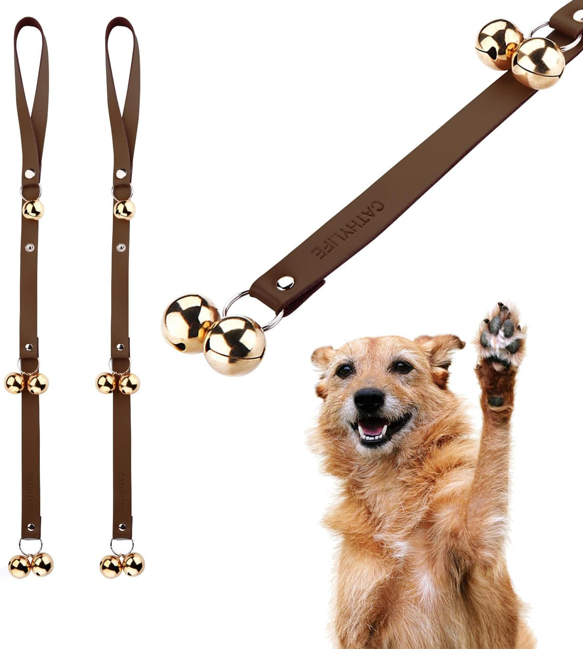 Leather Dog Doorbells for Door Knob, Adjustable Brass Potty Training Bells for Puppy to Go Outside, Easy Dog Door Bell for Potty Training - Image 11