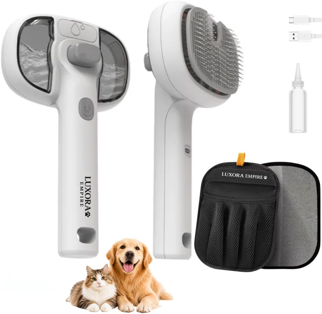 Kevriz self-cleaning steam cat brush front view for pet grooming