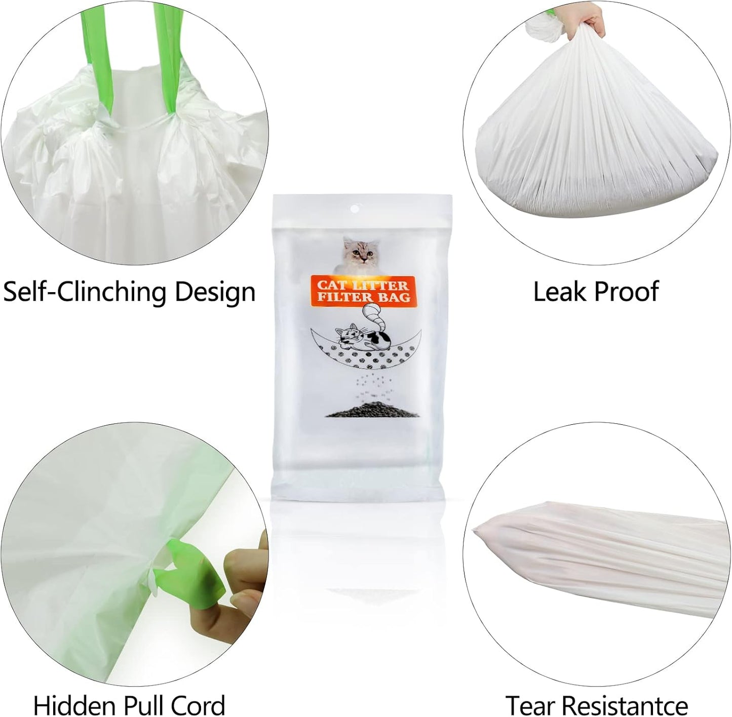 Step by step demonstration of placing cat litter bags in an empty litter box