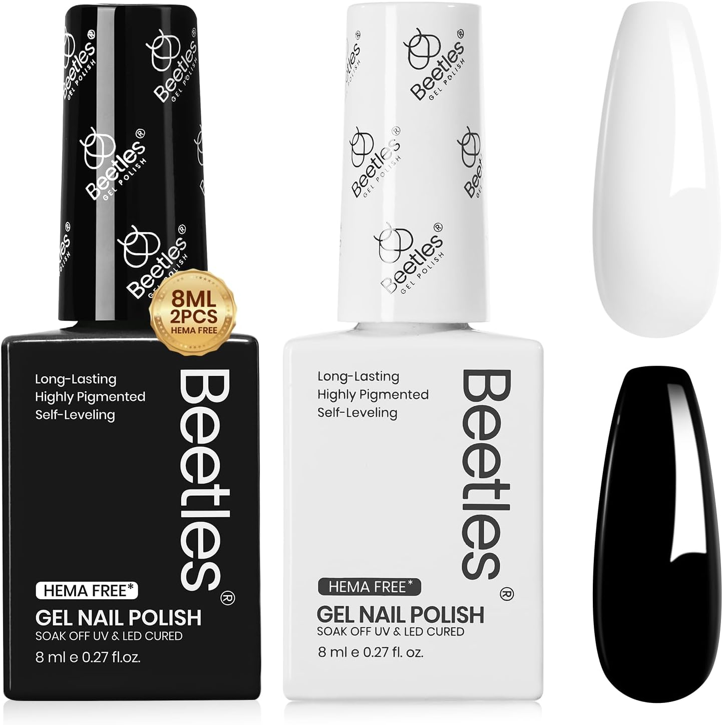 Beetles black and white gel polish kit front view