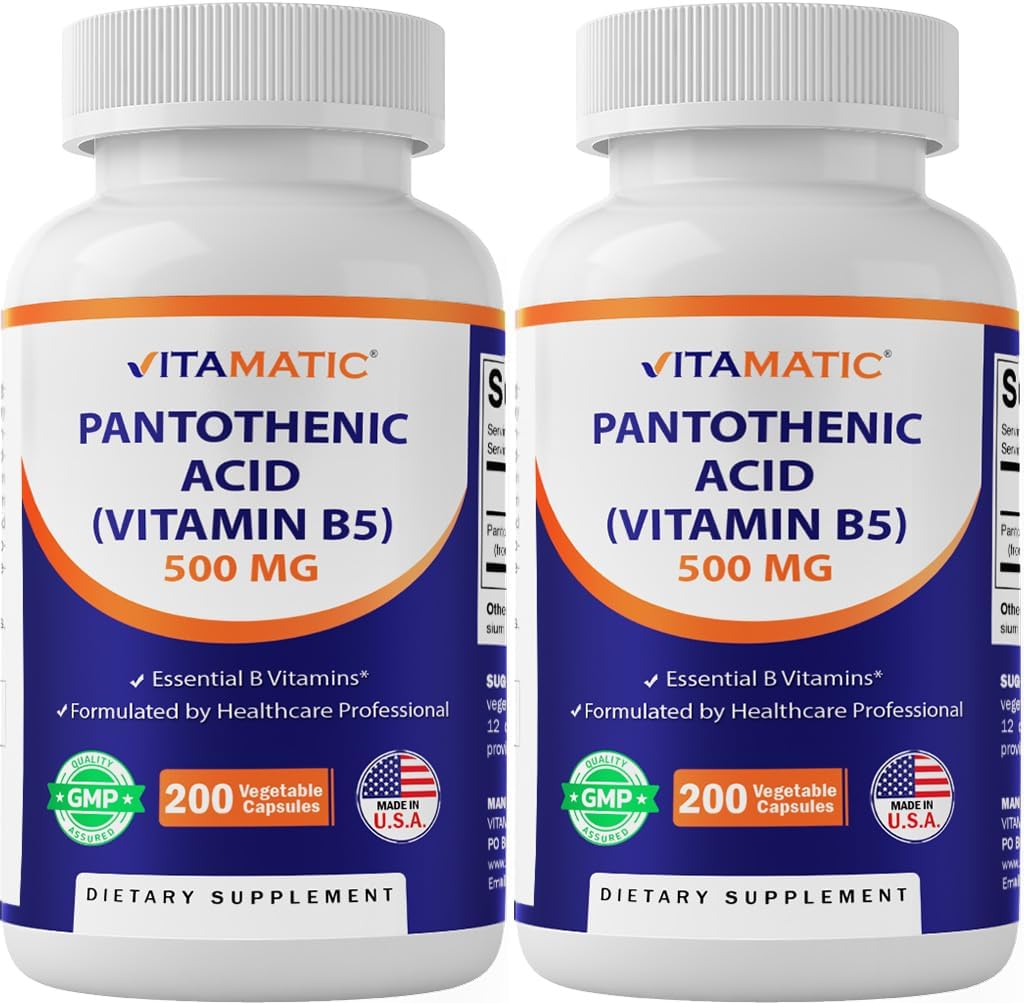 Vitamatic Pantothenic Acid 500mg Vitamin B5 front bottle view