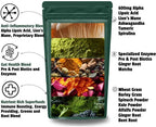 The Nerve Brand greens powder supplement pouch showing nutritional facts