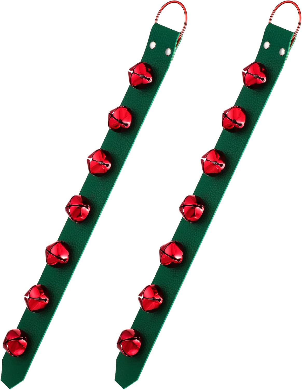 Frienda Hanging Jingle Sleigh Bells 7-Bell Dog Doorbells for Door Knob Faux Leather Belts Go Outside Dog Bells Christmas Decor and Holiday Decorations, 18.7 x 1.8 x 1 Inches(Brown with Silver) - Image 11