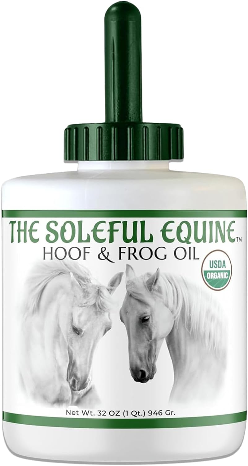The Soleful Equine Certified Organic Hoof Oil front view bottle for horse thrush treatment