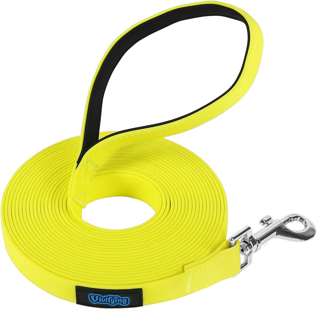 Vivifying waterproof dog training leash front view in bright yellow
