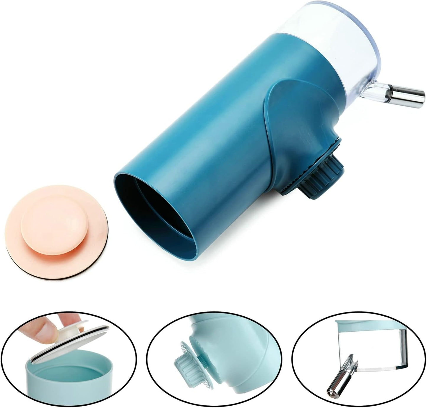 DEYACE dark blue pet water bottle being refilled from the top lid