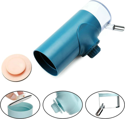 DEYACE dark blue pet water bottle being refilled from the top lid