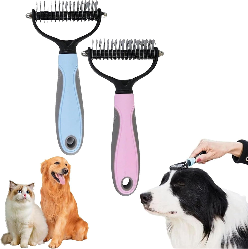 Wox Mox Pet Pro grooming tool front view showing double sided rake