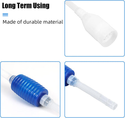 Hand pump fish tank water changer siphon hose with bulb mechanism