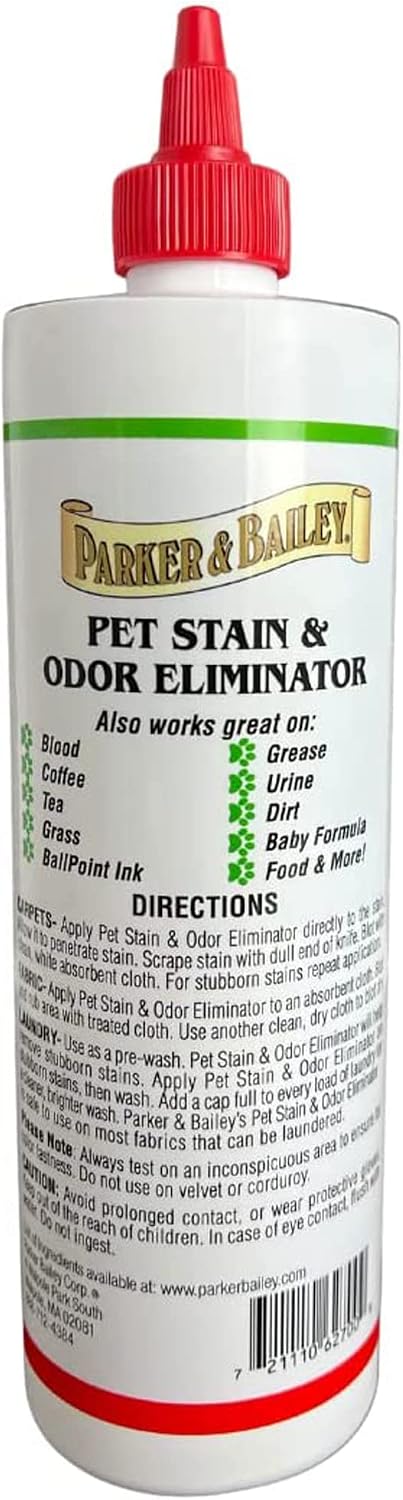 Parker And Bailey Pet Stain And Odor Eliminator back label details