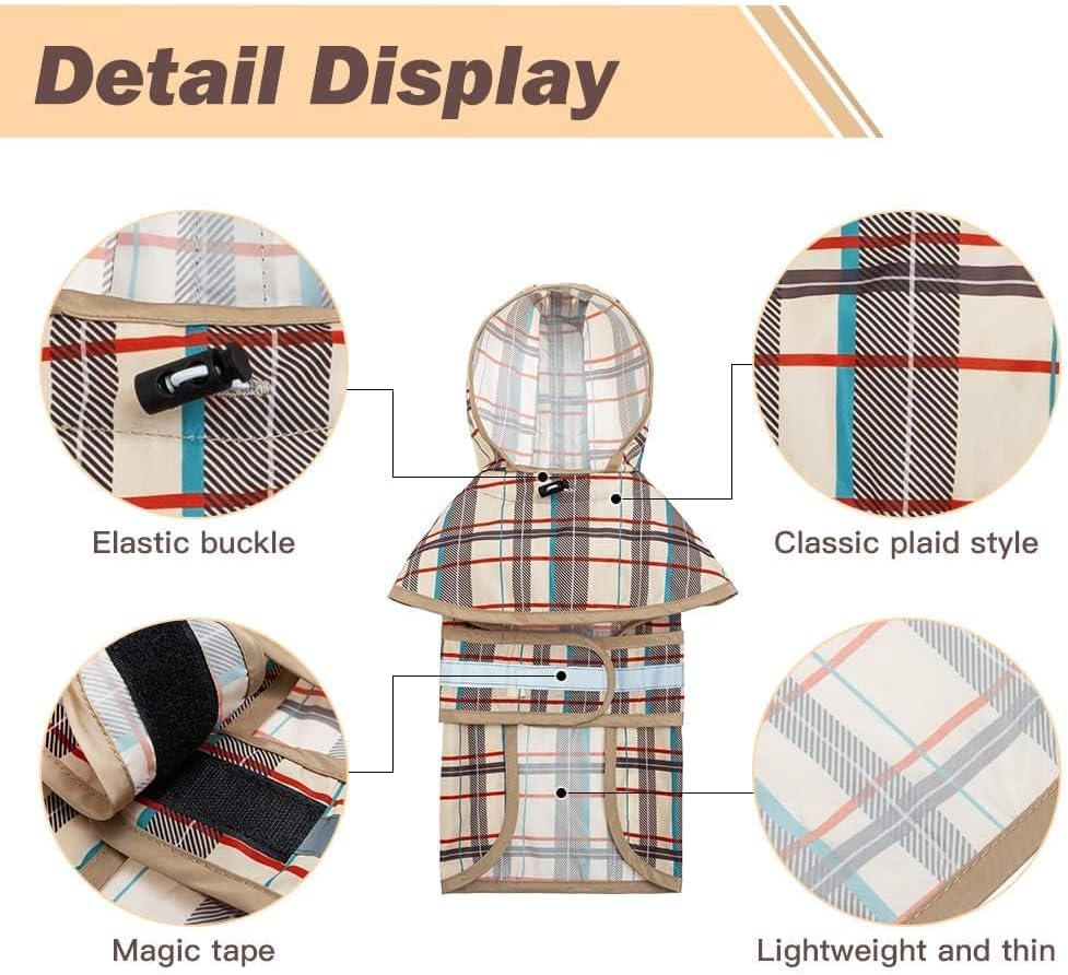 Adjustable pet rainwear with reflective safety strip on waist
