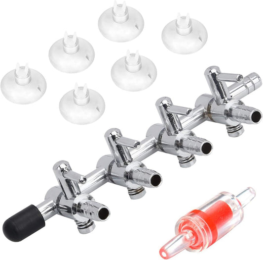 Pawfly 4-Way Aquarium Air Flow Control Lever Valve Manifold front view on white background