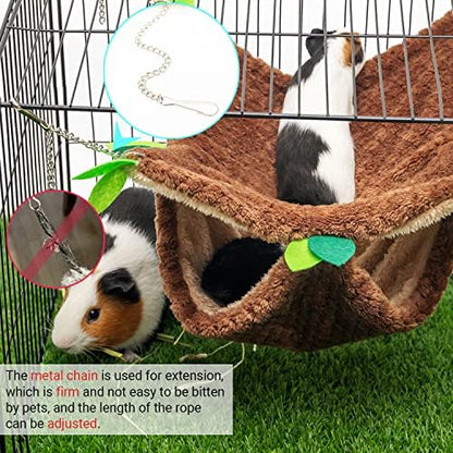 Top down view of small animal hammock and tunnel set