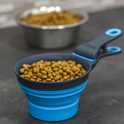 Dexas brand pet feeding tool in Pro Blue color