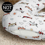 Hidden zipper detail on aviation themed nursing pillow cover