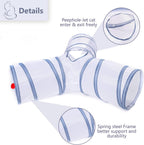 Side view of collapsible cat tube showing durable polyester fabric material