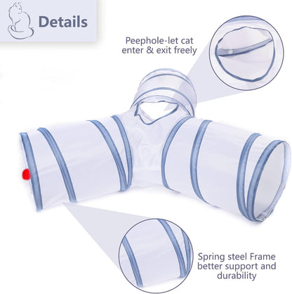 Three interconnected pet passages with center peek-a-boo hole design