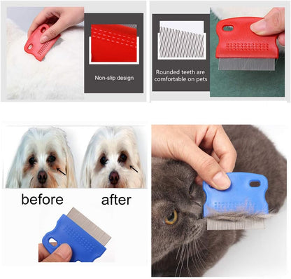 Pet owner using Hamiyell comb to clean dog tear stains