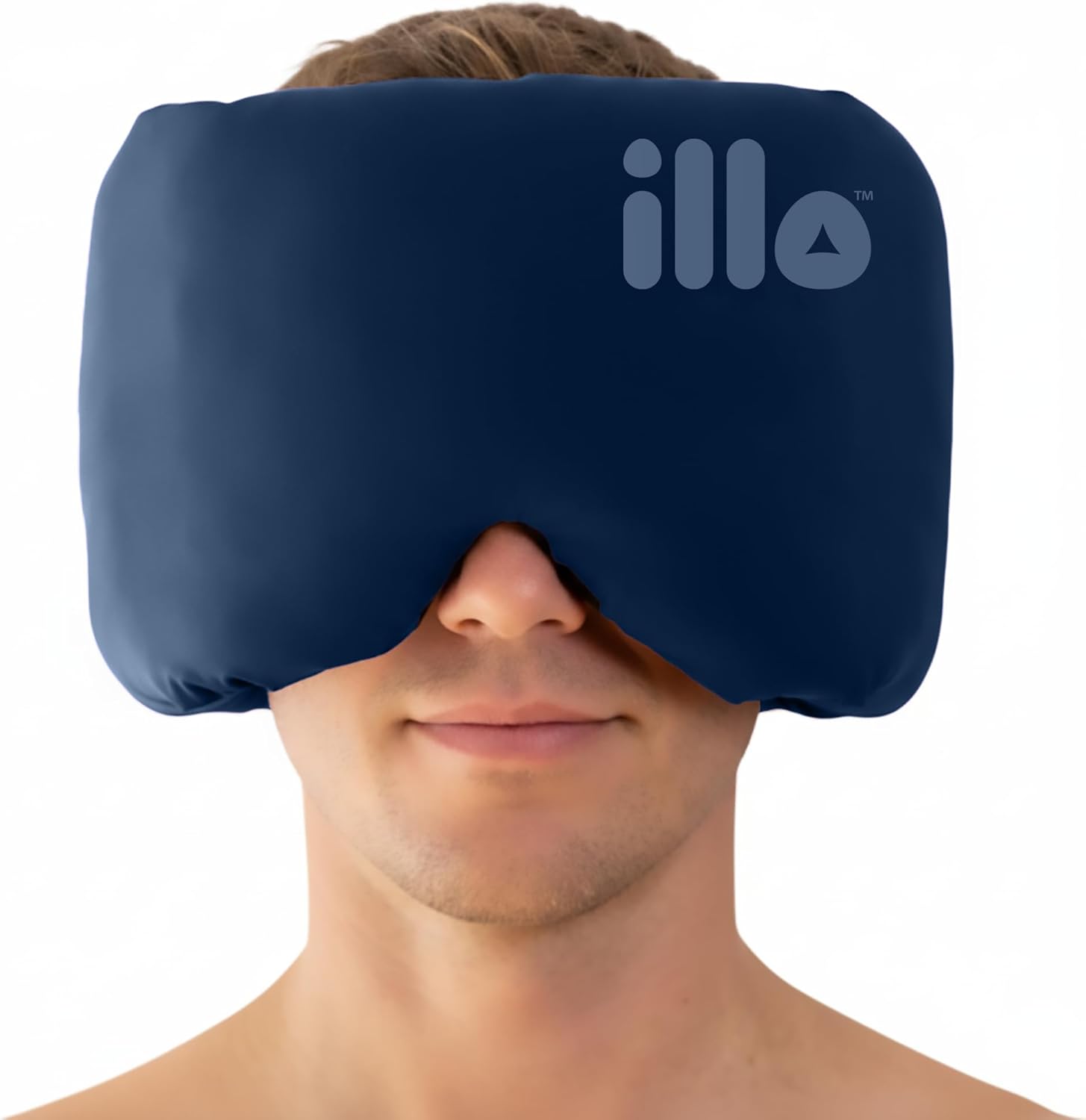 Illo Wearable Pillow Sleep Mask front view black silk