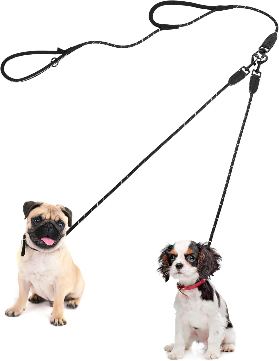 PetBonus rope double dog leash front view premium tangle free dual pet lead