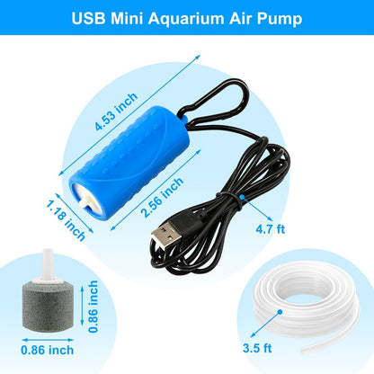 DaToo USB Mini Aquarium Air Pump Ultra Quiet Fish Tank Air Pump with Black Hanging Clasp Portable Aquarium Oxygen Aerator Pump Includes Fish Tank Airline Tubing and Air Stone(1W/2W/3W) - Image 2