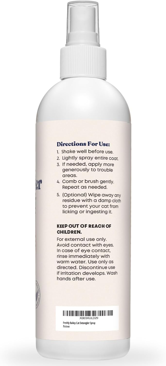 Freshly Bailey cat detangler bottle showcasing the authentic imported packaging from the United States
