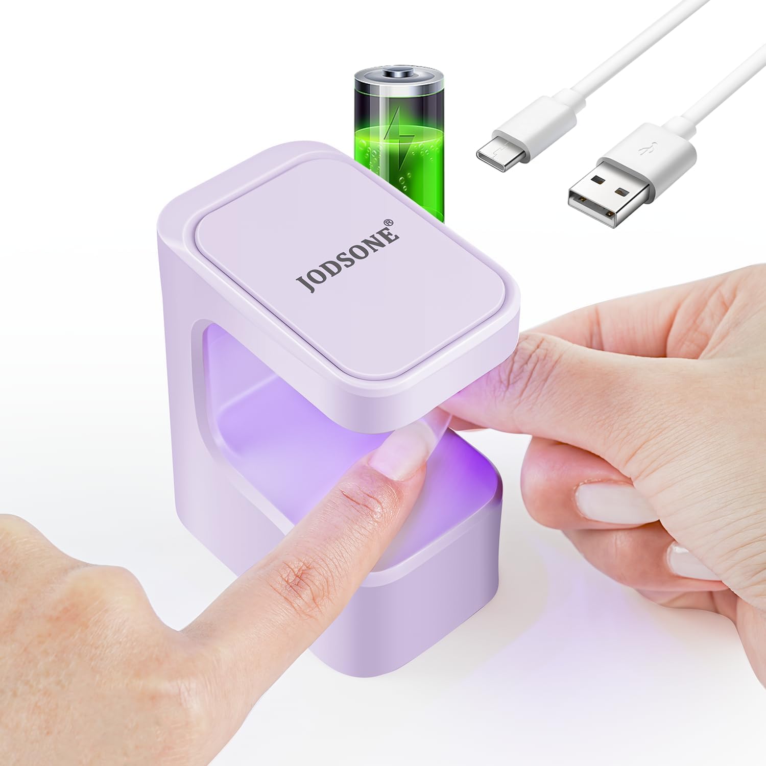 JODSONE Serounder mini UV LED nail lamp purple front view showing compact design
