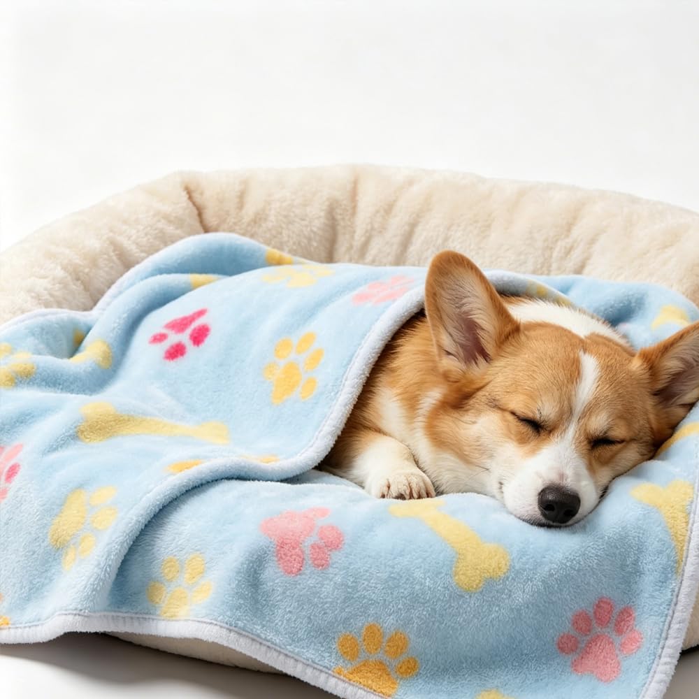 CADONO durable flannel pet blanket being folded after a machine wash.