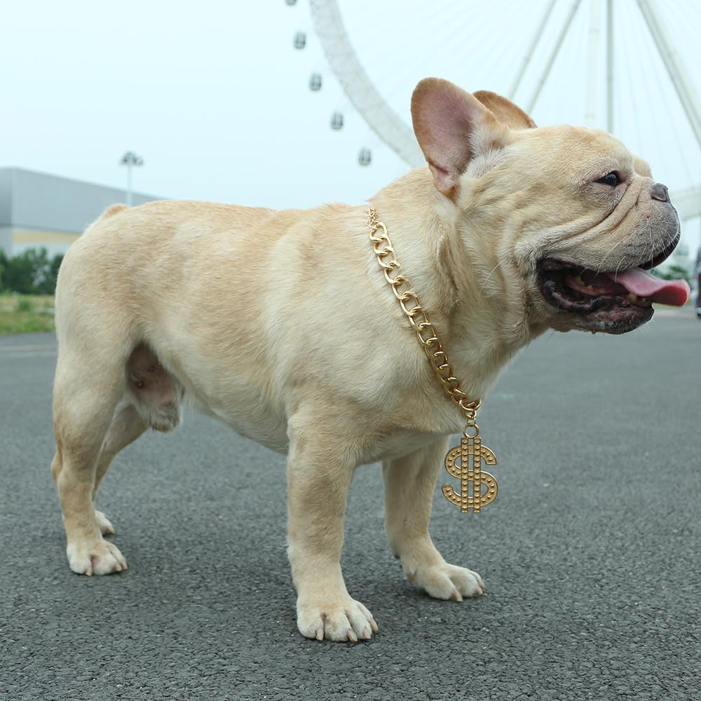 Adjustable sixteen inch faux gold pet jewelry chain