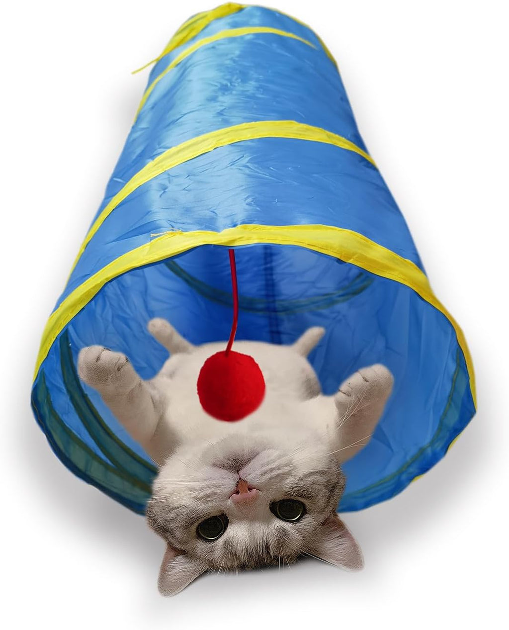 Cat Tunnel Tube ToysTunnels for Indoor Cats, S-Shape Blue Collapsible Interactive Toy with Balls for Rabbits, Kittens, Ferrets, Puppy - Image 10