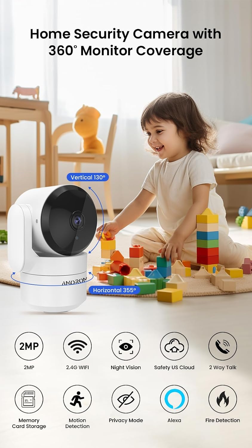 Two pack Amorom surveillance cameras for home