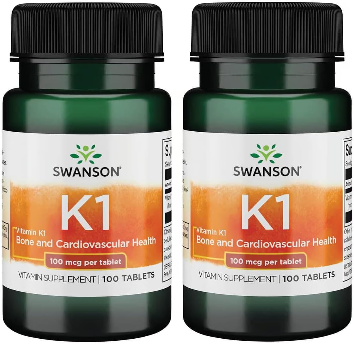 Swanson Vitamin K1 tablets front view bottle supplement