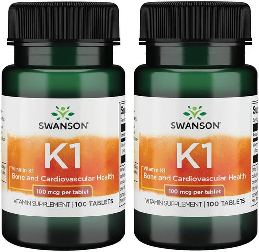 Swanson Vitamin K1 100 mcg two pack front view authentic imported supplement