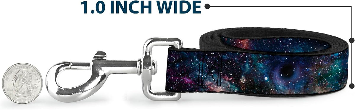 Buckle-Down Galaxy Collage pet leash metal clip close up