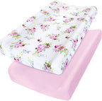 Moonsea changing pad cover front view showing floral print