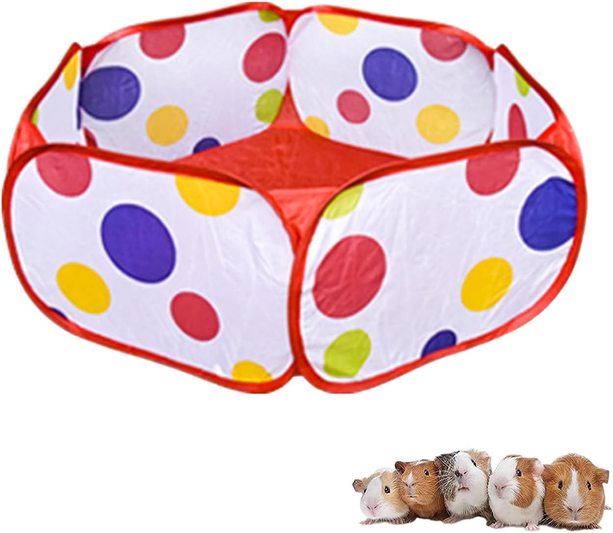 Small Animal Playpen, Portable Guinea Pig Playpen Pet Cage Tent, Waterproof Pop-up Open Pet Tent Metal Wire Yard Fence for Hamster Indoor Outdoor Exercise (Red) - Image 1
