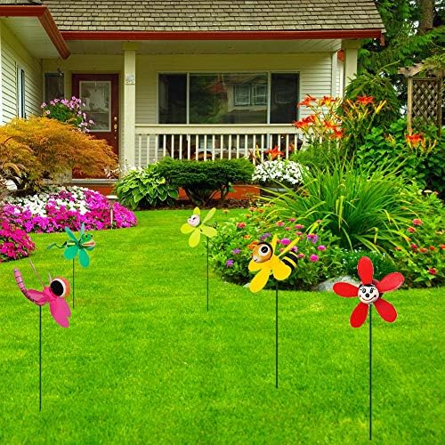 Collection of 5 Sunpro 3D insect whirligigs for outdoor yard art
