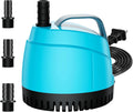 WUCIOOO submersible water pump front view showcasing the blue housing and bottom suction intake