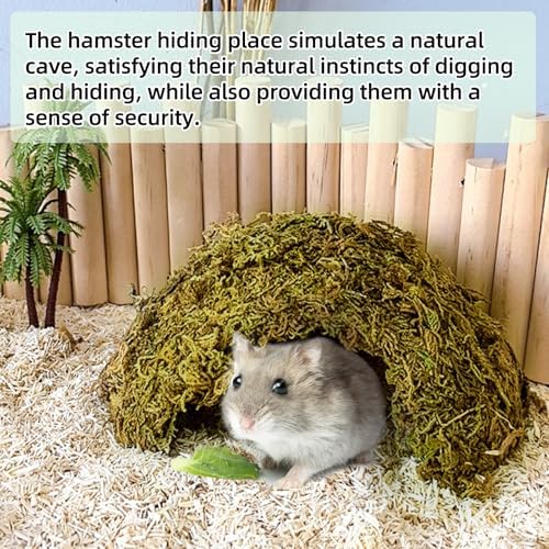 kathson 1Pcs Hamster Hideout, Moss Coconut Hut, Pet Hiding House, Hamster House for Mouse Mice Rat Guinea Pigs Reptiles - Image 5
