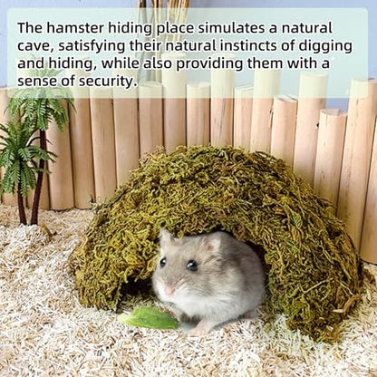 kathson 1Pcs Hamster Hideout, Moss Coconut Hut, Pet Hiding House, Hamster House for Mouse Mice Rat Guinea Pigs Reptiles - Image 5