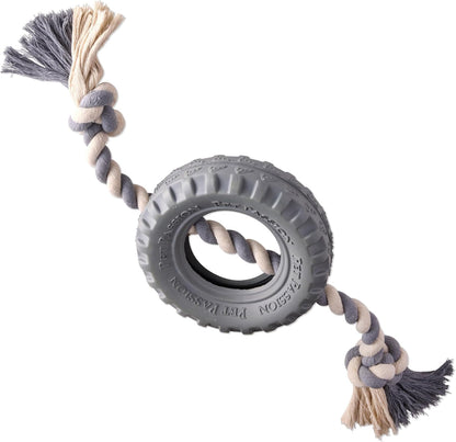 Pet Passion Natural Rubber Tire and Organic Cotton Rope Pull and Chew Dog Toy for All Pet Breeds, Blush, Small - Image 11