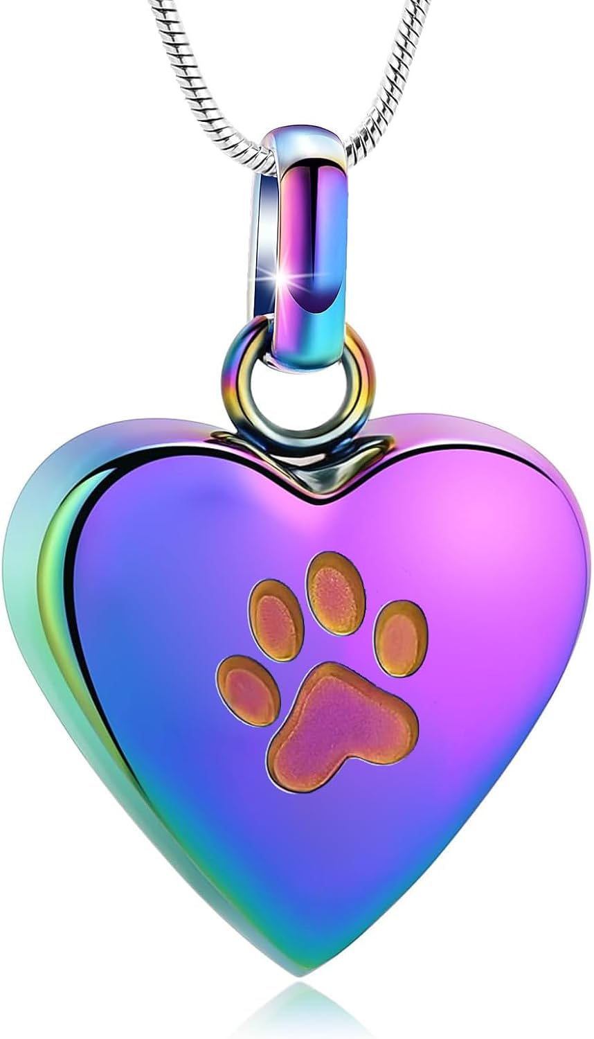 zeqingjw Pet Cremation Jewelry for Ashes Pendant Paw Print Pet Heart Urn Necklace Memorial Keepsake Jewelry for Pet/Dog's/Cat's Ashes - Image 13