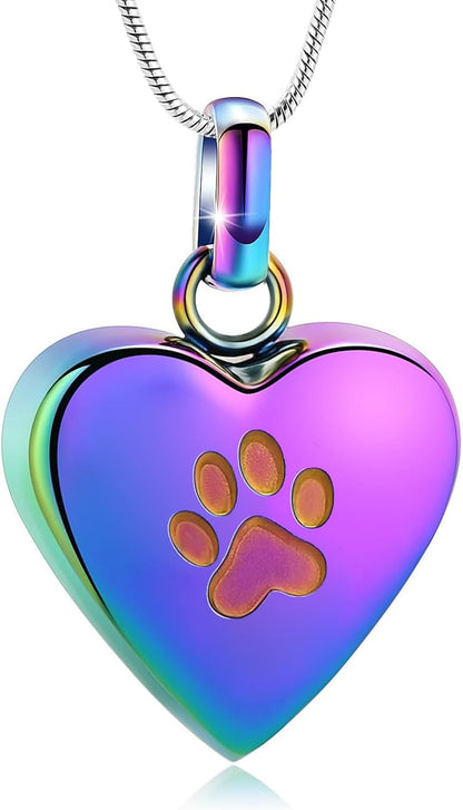 zeqingjw Pet Cremation Jewelry for Ashes Pendant Paw Print Pet Heart Urn Necklace Memorial Keepsake Jewelry for Pet/Dog's/Cat's Ashes - Image 13