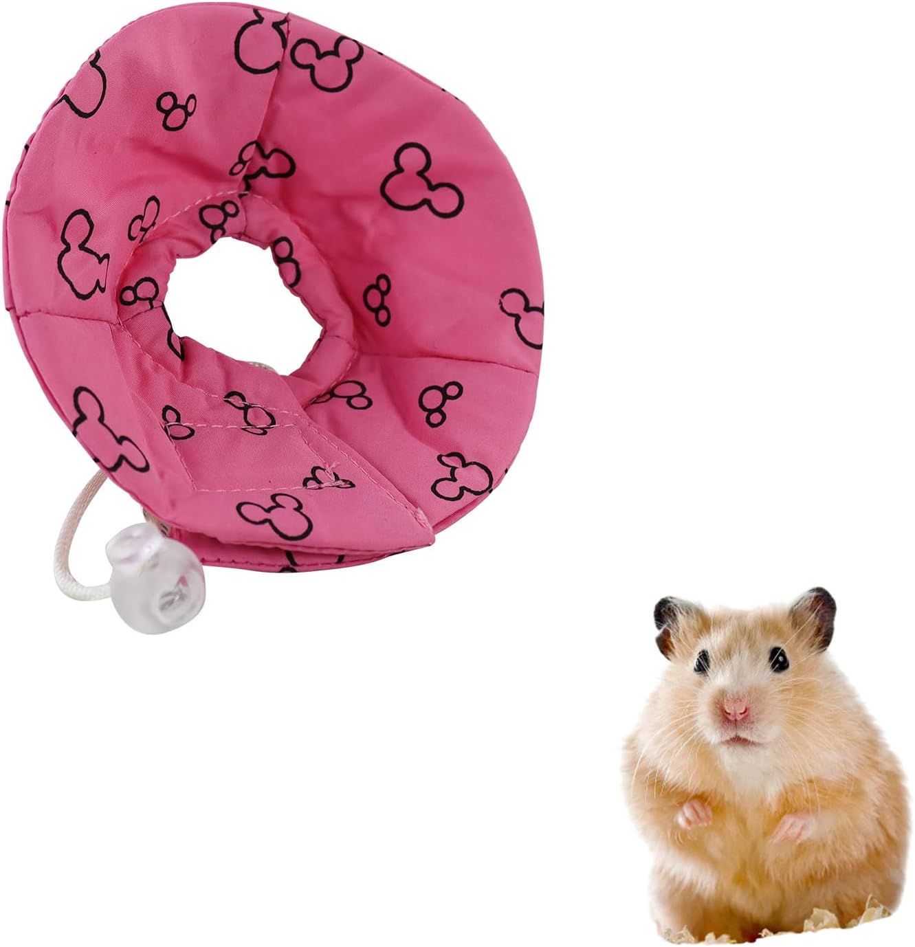 Andiker Hamster Collar pink small pet recovery cone front view on white background