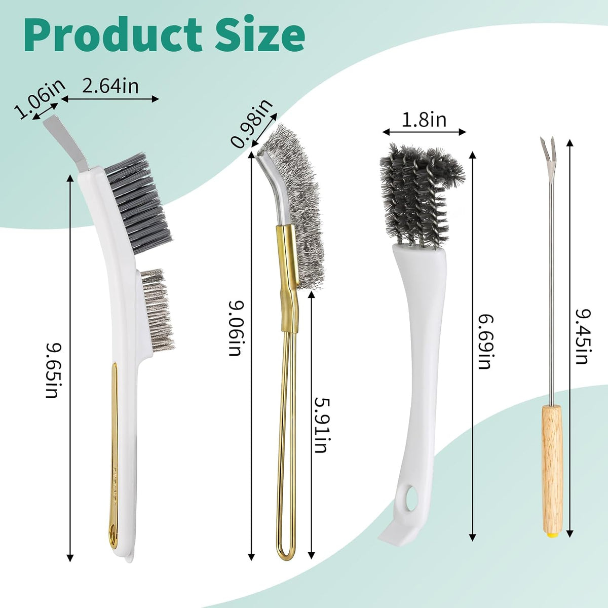 Four pieces of parrot cage cleaning tools showing the sharp zinc alloy scraper edge for poop removal