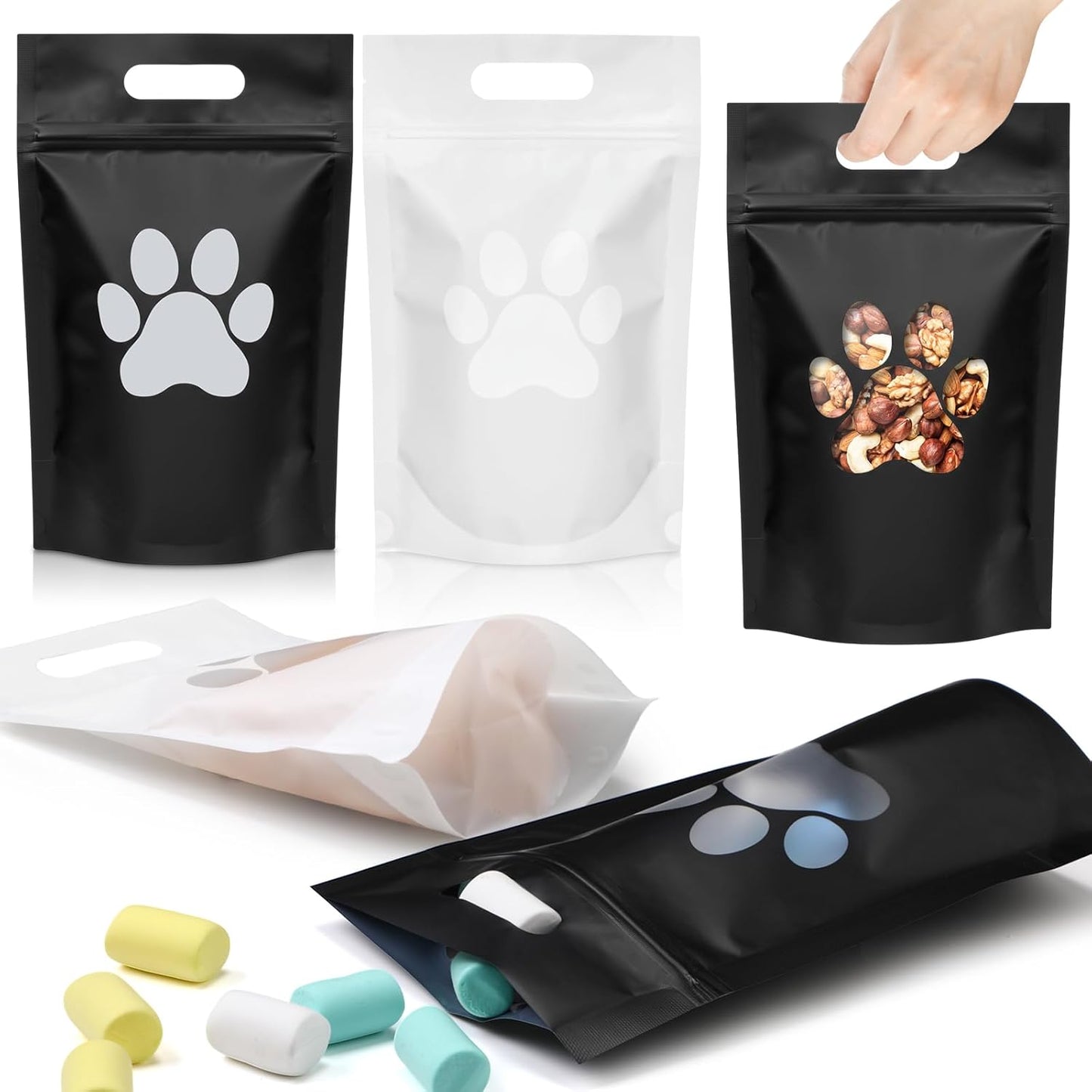 Gersoniel Paw Dog Treat Bags front view with paw window