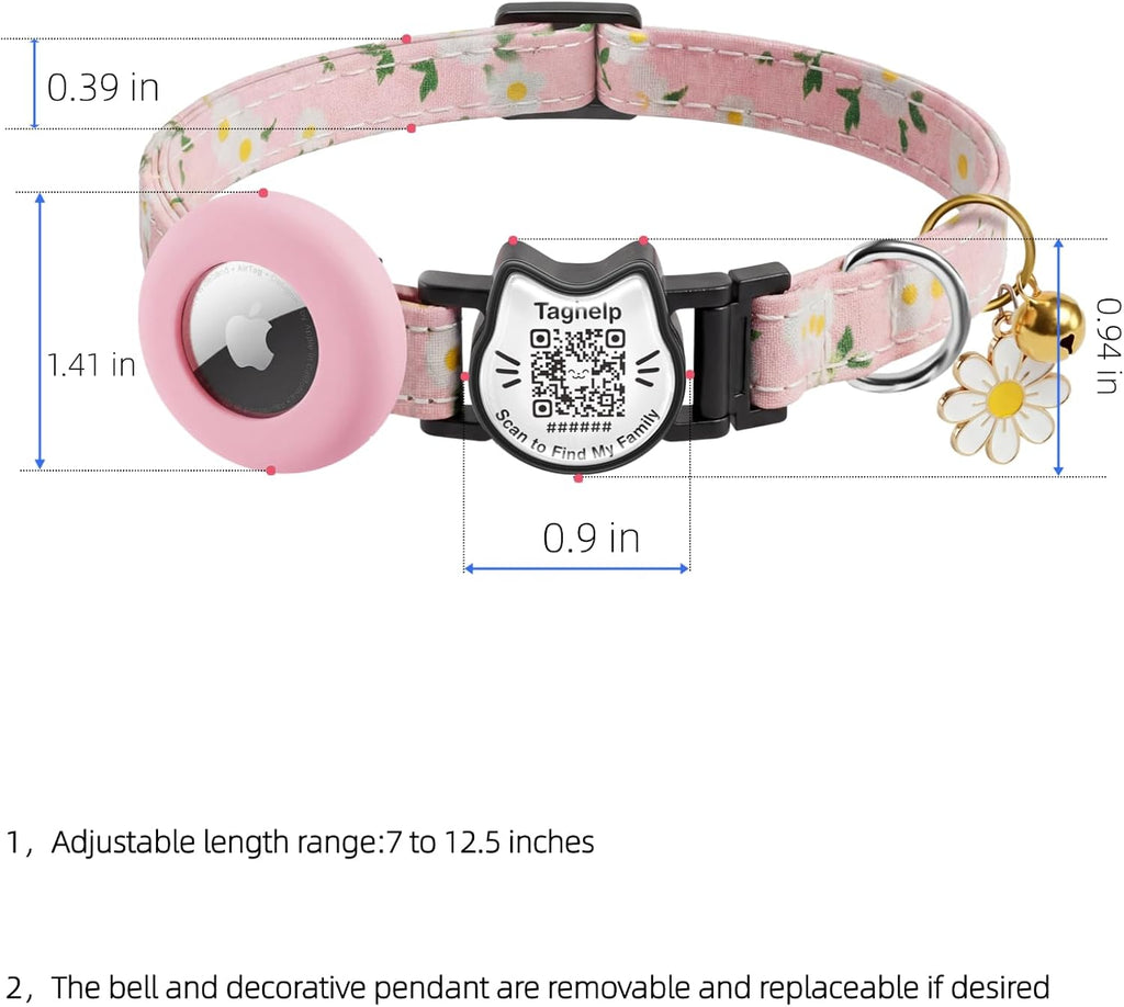 Packaging view of the authentic USA imported unbranded floral cat tracking collar.