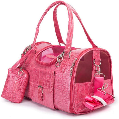 Dutis travel handbag for pets showing external pockets