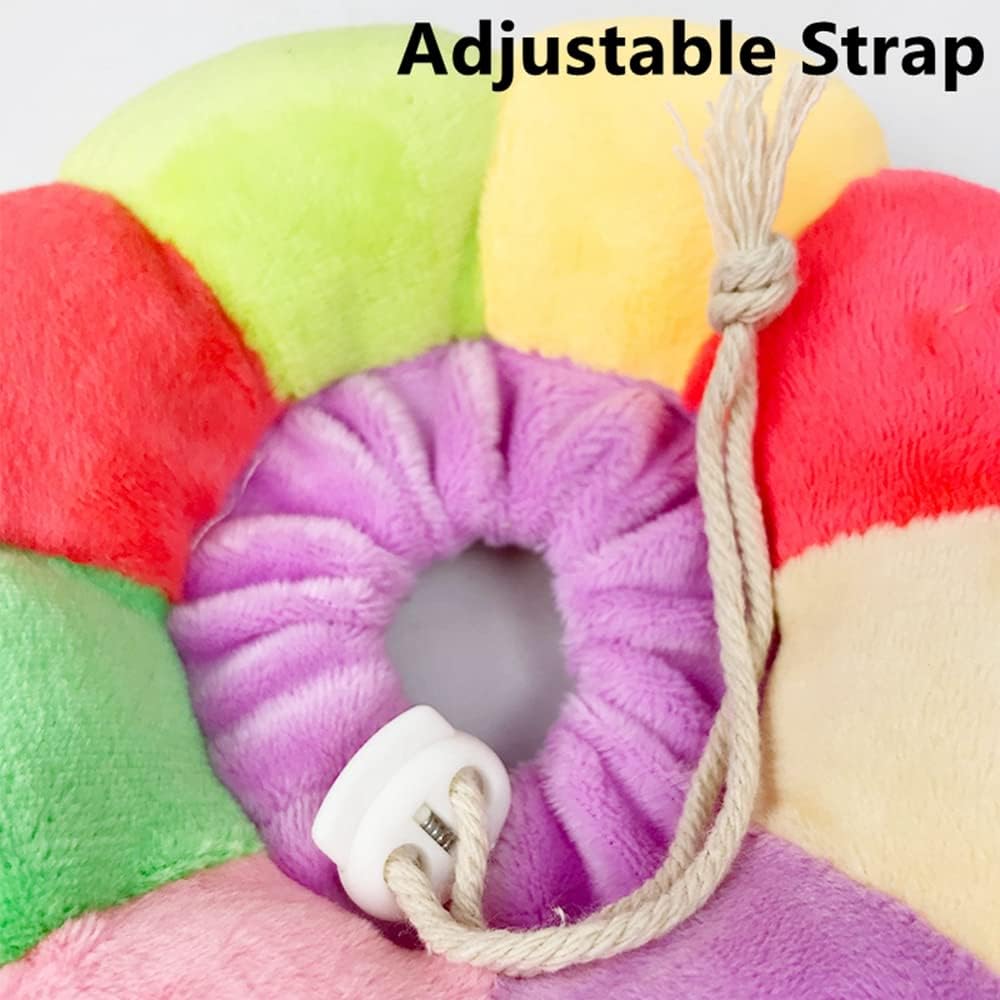 WCDJOMOP small animal elizabethan collar close up showing soft fleece material and drawstring